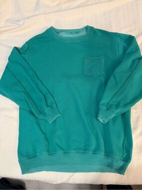 aerie oversized green Crewneck Sweatshirt with Chest Pocket